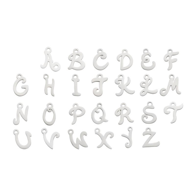 Mirror Polished Stainless Steel A-Z Letter Charms for DIY Jewelry