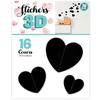 Les Trésors De Lily [Q8037] - 16 Stickers 3D 'Love' Black (hearts) - Sheet 30x22 Cm