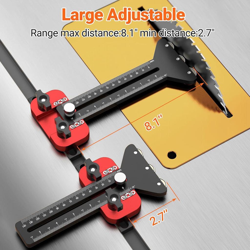 Thin Crack Table Saw Jig Guide 3 Pulleys Limiters for 3/8x3/4in U Slot 1/4x3/8in T Slot