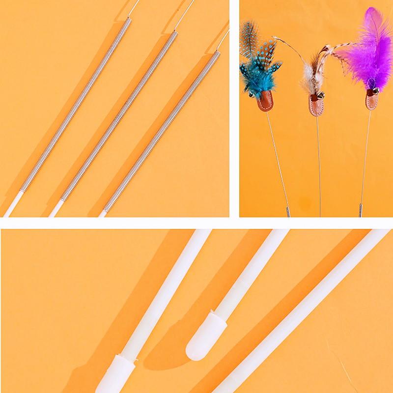 Cat Toy Feather Cat Toys Interactive Spring Handle Cats Teaser Stick Toys Self-hi Feather Sticks Cats Toy with Bell Pet Products