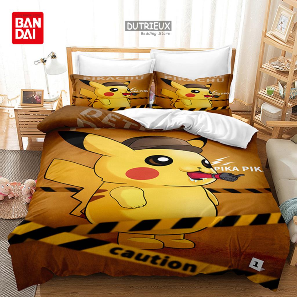 3D Pokemon Bedding Set Pikachu Duvet Cover Quilt Cover Pillowcase Double Queen King Size Kids Bedroom Home Textile