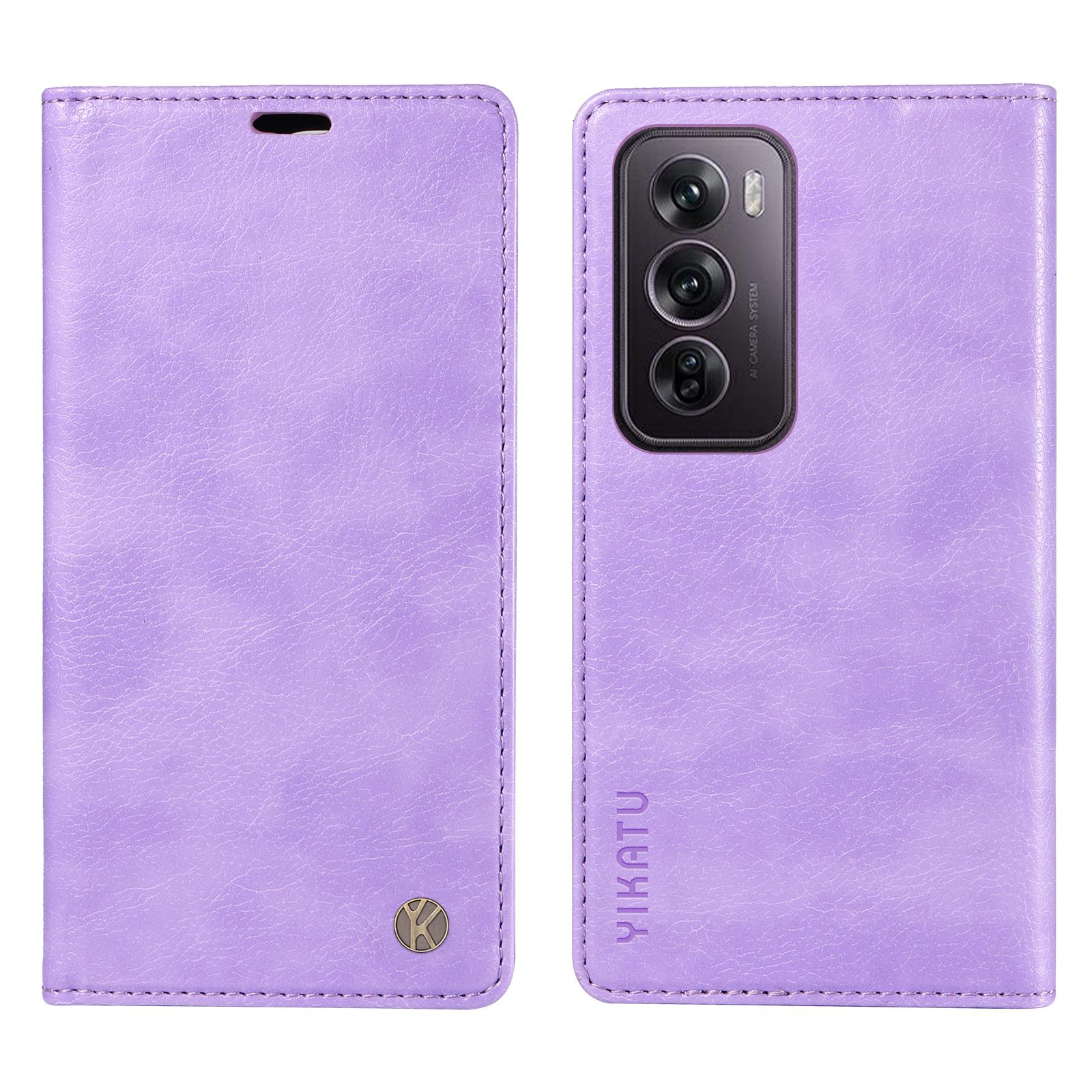 

For Oppo Reno12 Pro 5G (Global)/(China) Wallet Phone Case Litchi Texture Leather Cover Purple