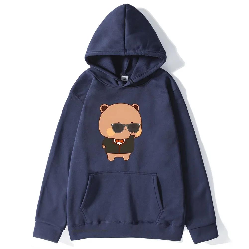 Red Flower From Panda BuBu To Bear DuDu Hoodie Cute Baby Bears Sweatshirts Couple Clothes Women's Streetwear