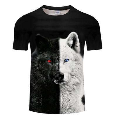 Summer 3D Cool Style Wolf Graphic T Shirts For Men  Fashion Casual Animal Pattern T-shirt Hip Hop Trending Print T-shirt Tops 4271