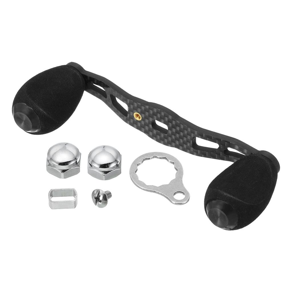 PATIKIL Fishing Reel Power Metal Baitcasting Reel Handle Rocker Replacement with EVA Knob Metal Frame for Rocker Arm Black Handle, Nut, Accessories,