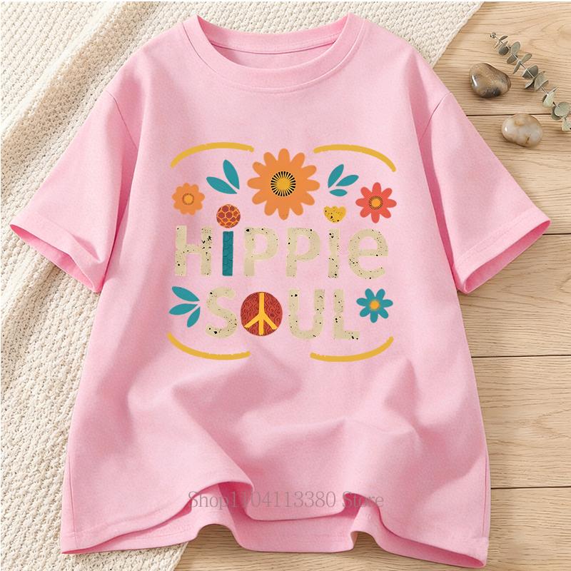 Hippie Soul Grafiska Tryck T-shirts Dam Unisex Sommar Casual Mode Streetwear Toppar Oversize O-hals Kortärmade T-shirts