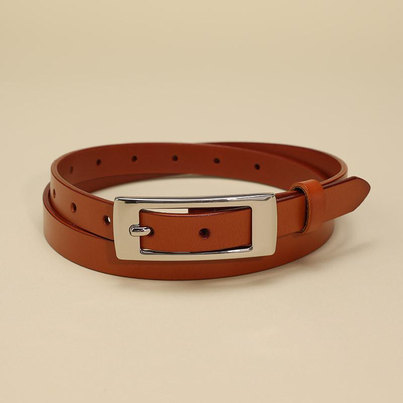 Leather Ladies Trendy Belt With Alloy Closure And Geometric Style For Business Outings And