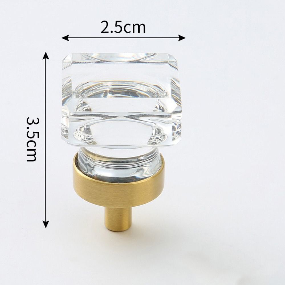 Gold Base Kitchen Cabinet Knobs Champagne / Transparent Wardrobe Handles Cabinet Door