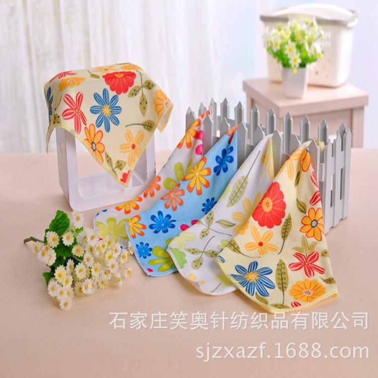 Microfiber Heat Transfer Flower Square Towel Soft Absorbent Children's Hand Towel Cleaning Towel