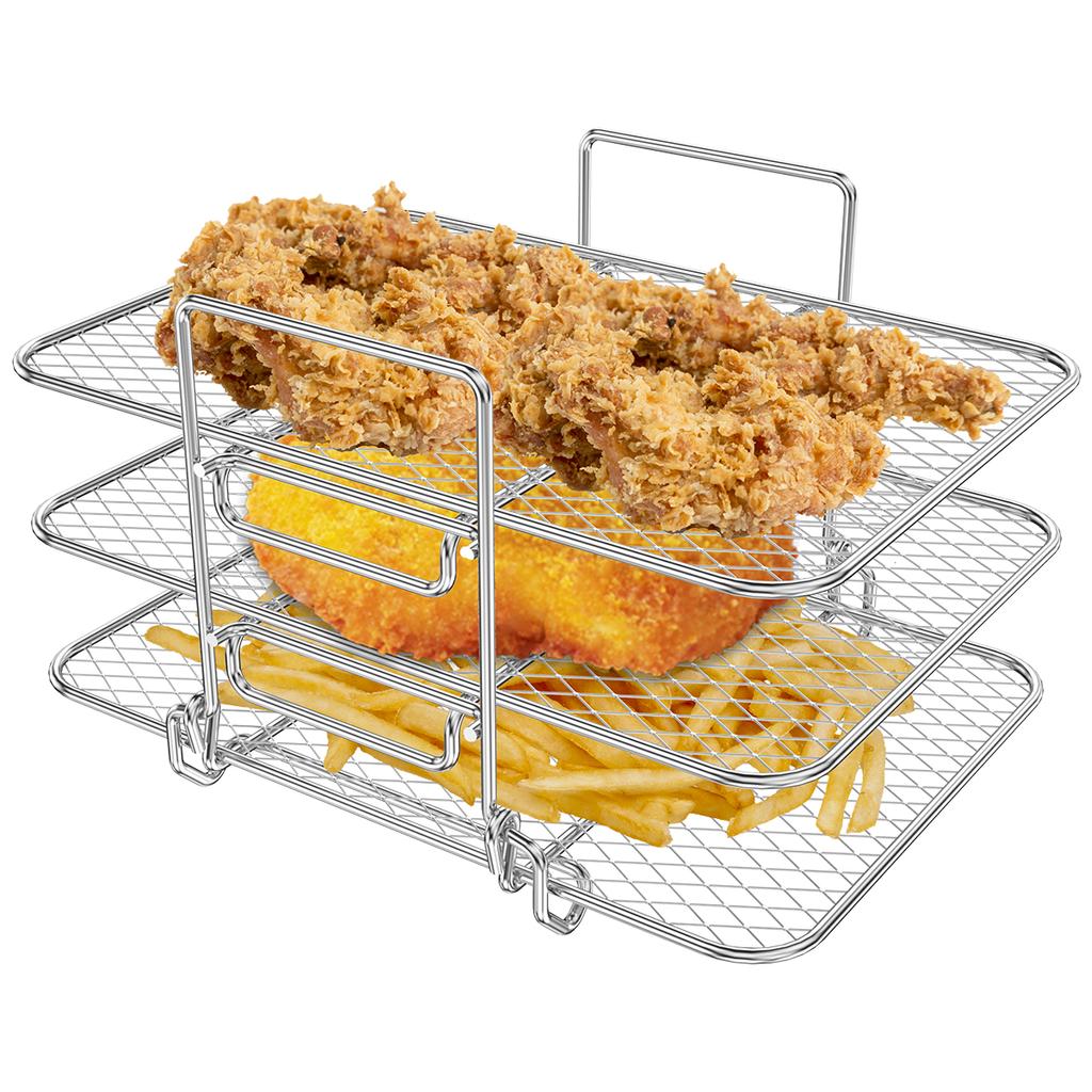 304 Air Fryer Rack for Ninja Air Fryer Multi-Layer Double Basket Air Fryer Accessories Stainless Steel Grilling Rack Cooking