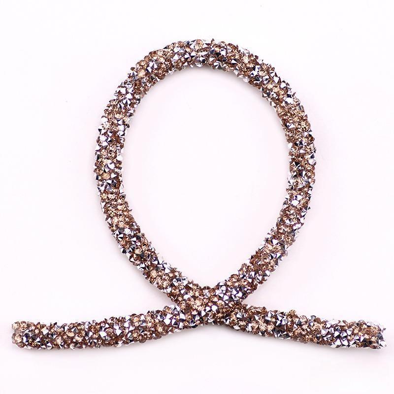 1Yard Rhinestone Tube Trim Resin Cord Sewing Chain for Clothing Shoe Headwear DIY Costume Decoration Applique Craft Accessories