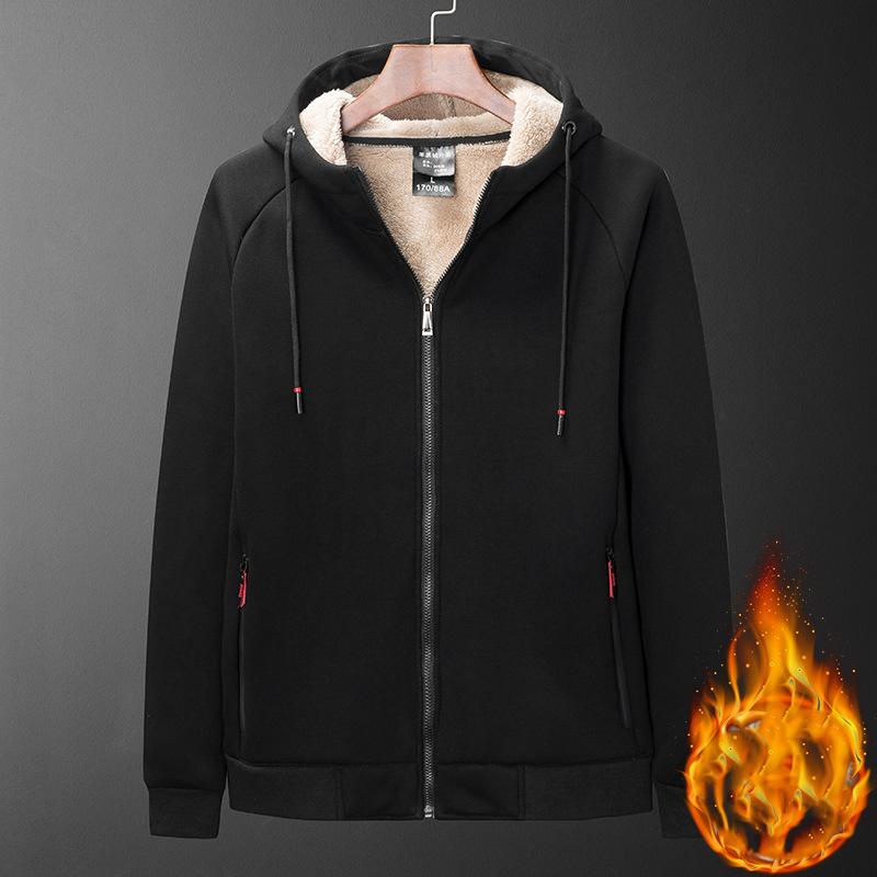 Male Warm Cashmere Hoodies Men Sportswear Jackets Male Sweatshirt Fleece Men's Jacket Winter Lamb Fleece Hoody Mens