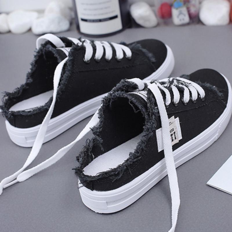 

Парусиновые туфли Новые женские весенние белые туфли Туфли на плоской подошве Туфли для ленивых 40 чёрный