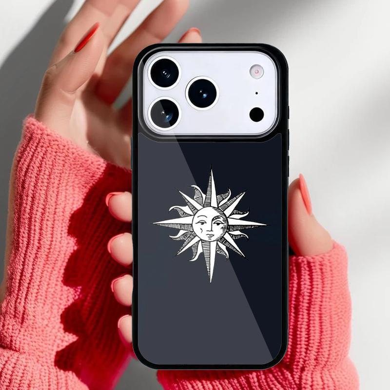 Sun Moon Face Phone Case for iPhone 17 Air 16e 15 14 13 Pro Max Back Cover for 12 11 Pro Coque