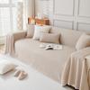 Teddy Velvet Waterproof Couch Towel Four Season Universal Anti Slip Sofa Dust Cover Solid Color Scratch Resistant Fringe Blanket