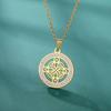Fashion Witch Knot Necklace Celtic Irish Round Pendant Necklace with Rhinestones Women's Clavicle Chain Lucky Jewelry Party Gift