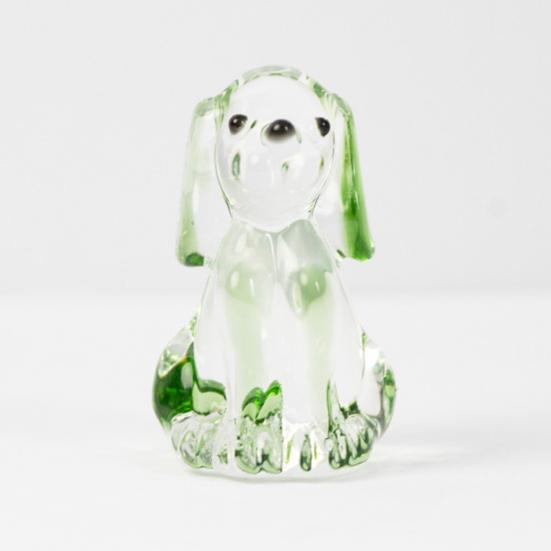 Hand Blown Mini Glass Dog Figurine Handmade Faux Crystal Cute Dog Statue Collectible Animal Ornament for Home Decor Pet Lover Gifts