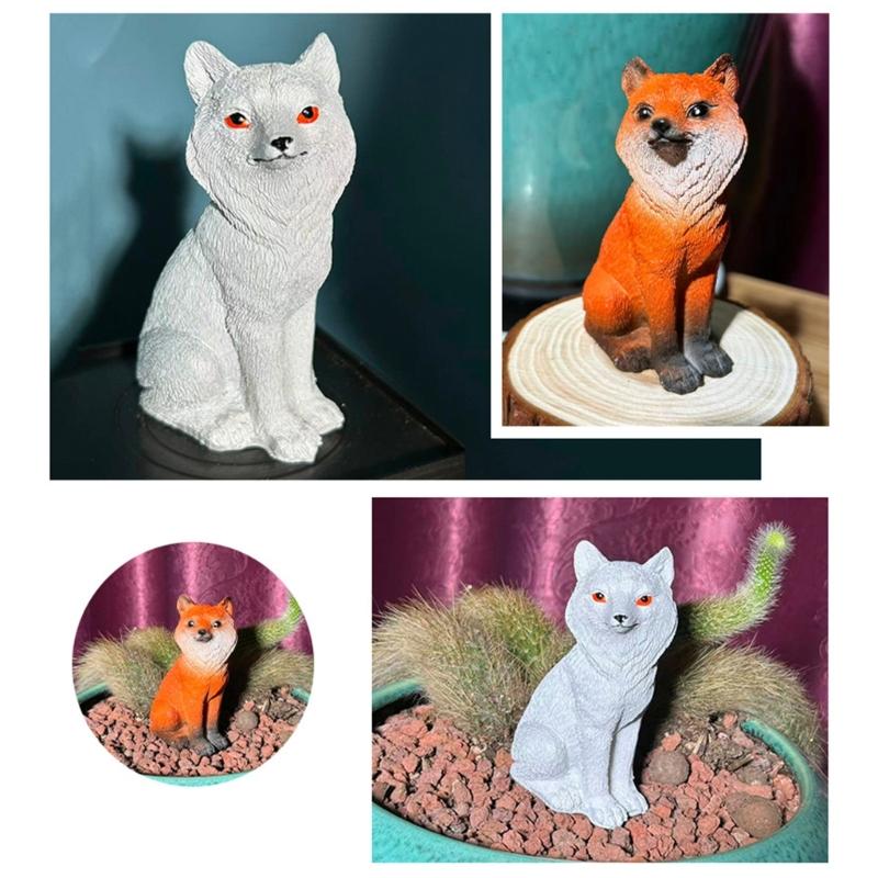 Sitting Foxes Figurines Garden Foxes Statue Landscape Decors Animal Figurines Sculpture Table Centrepieces Home Decors