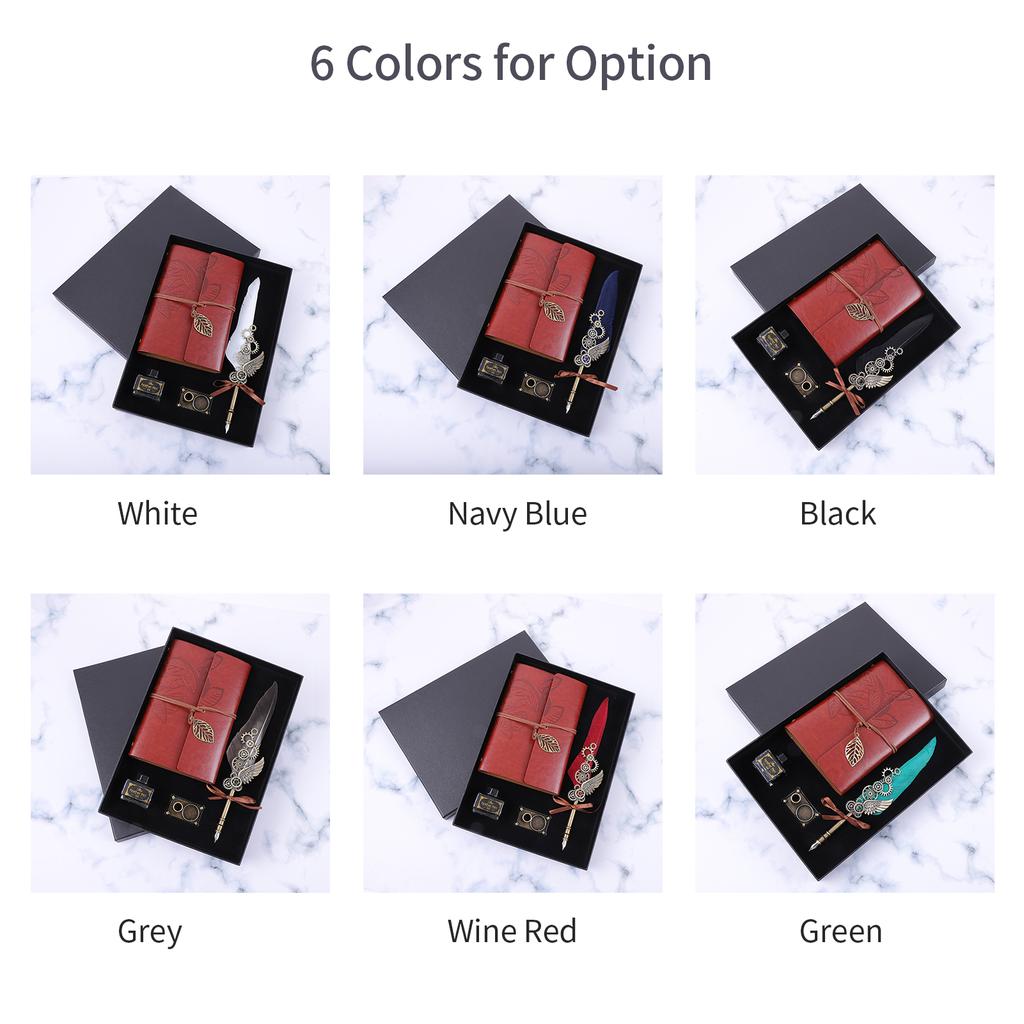 Feather Pen and Ink Set Retro Vintage Quill Pen Calligraphy Writing Signature Dip Pen Fountain Pen