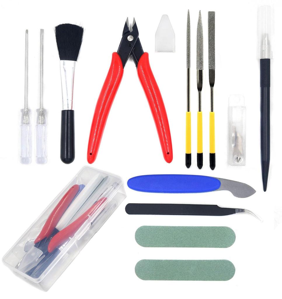 Plastic Model Tool Set for Includes and Design Cutter with Storage Perfect for Plastic Model Making and 14-Piece Beginners, Thin-Blade Nippers, File,