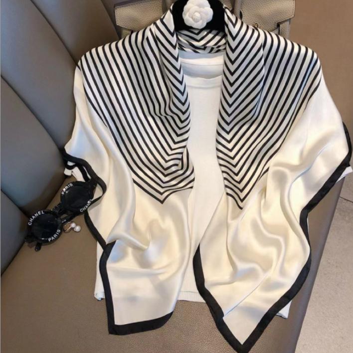 Vielseitiger Frühlings- und Herbstmode Dünner eleganter Damen-Seidenschal Atmungsaktiver Halsschal für Outdoor