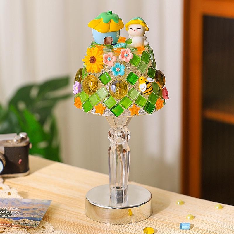 ערכת מנורת שולחן פסיפס DIY - מנורת לילה בעבודת יד לבניית צוות יצירתית ומתנות
