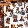 Steampunk Era Retro Character Decorative Stickers - 20 Sheets for Creative DIY Journaling