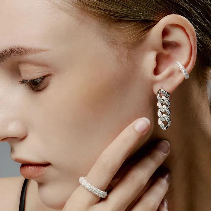 Raindrop Stones Cuban Chain Earrings