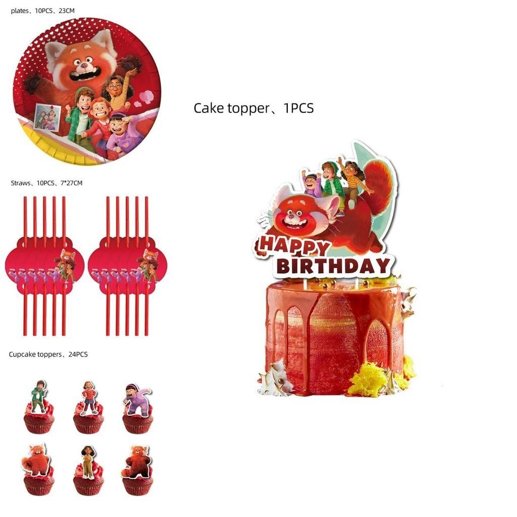 Rote Panda Geburtstagsparty Set Mit Niedlichen Cartoon Dekorationen Und Überraschungen