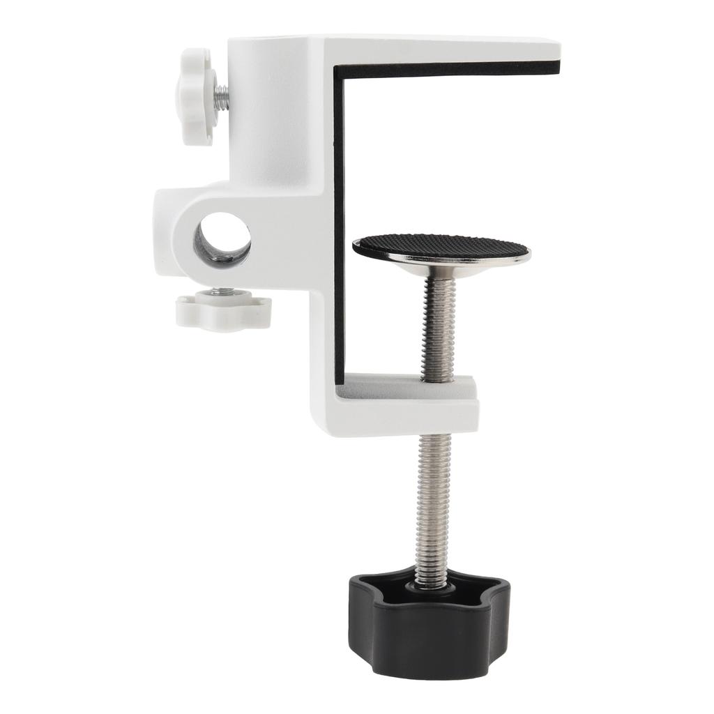 White Metal Universal Clamp Bracket - 1/2 Inch 4 Hole Table Mount for Magnifying Lamp, Microphone, Scissor Boom Arm & Desk Accessories