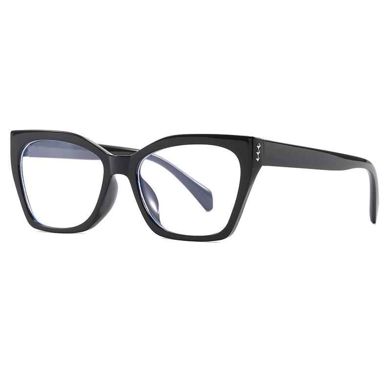 Trendy Polygonal Anti-Blue Light Glasses with Rice Studs for Women - Bare Face Look