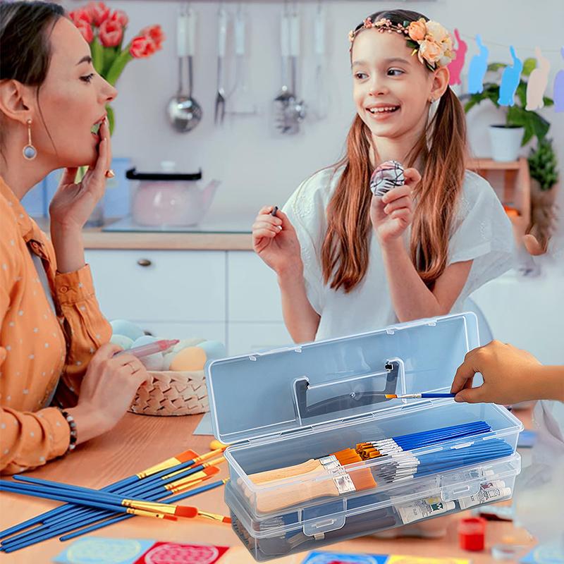 Estojo para pincéis Vowcarol portátil, caixa longa para armazenamento de pincéis, suporte para pincéis