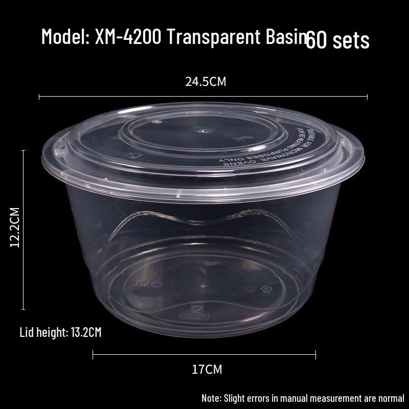 1000ml Round Transparent Plastic Takeaway Food Container with Lid