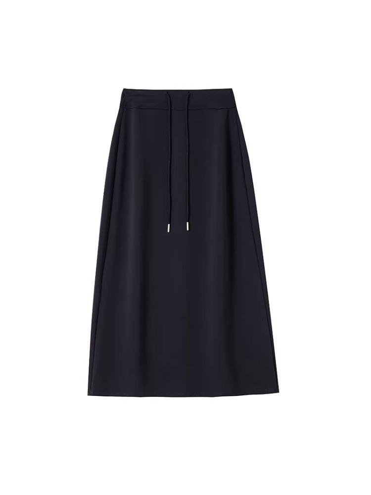 Women's Gray Elastic Waist A-Line Mini Skirt - Sporty High Waist, Bodycon, Slit, Casual Autumn Wear for Petite