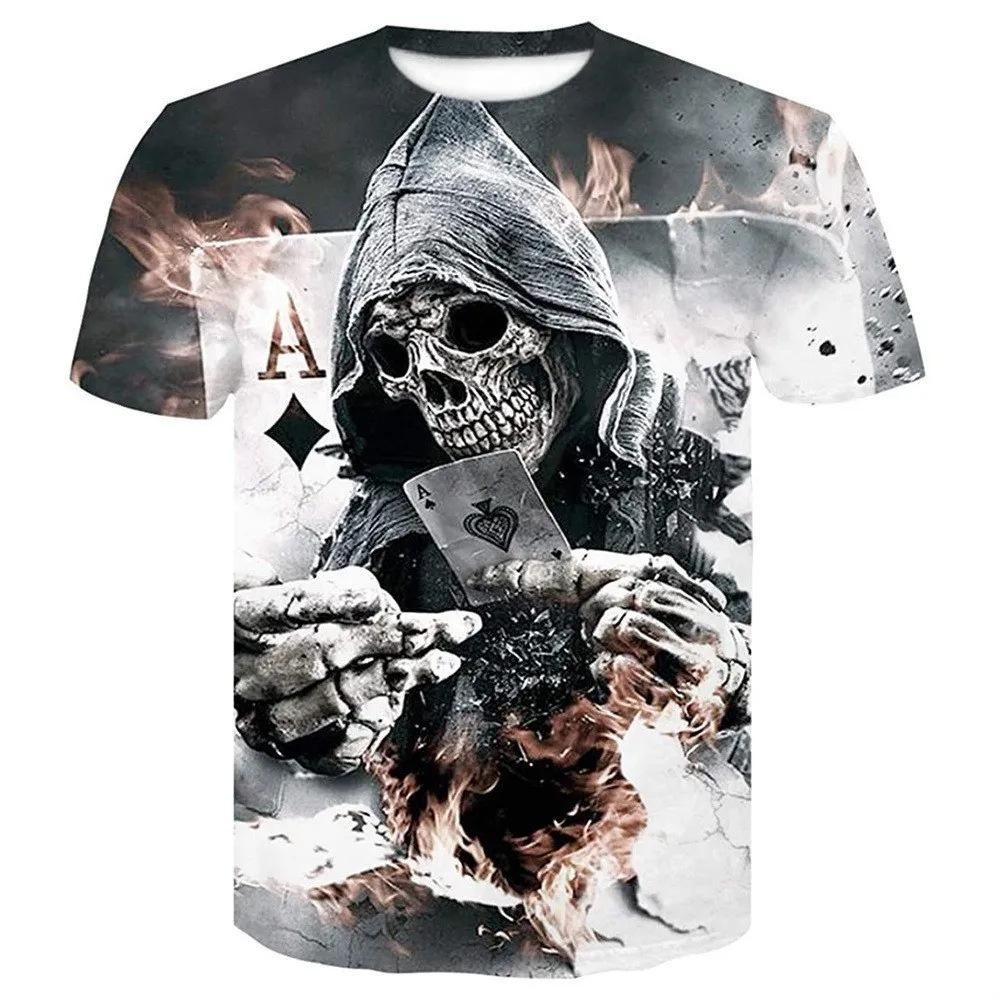 Death God Skull 3D Printed Men's Casual Round Neck Short Sleeved T-shirt