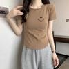 2025 Summer New Irregular T-shirt Front Shoulder Girls Short-sleeved Top Versatile Slim and Thin Women's Clothing