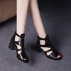 20252025 New Large Size Women's Sandals Fish Mouth Hollow One-word Wedge Heel Roman Style Sandals Women