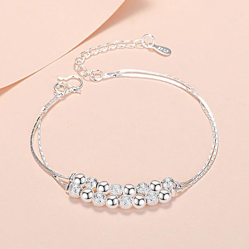Vintage 925 Sterling Silver Bracelets for Women Luxury Korean Hollow Texture Round Bead Bracelet Party Wedding Beautiful Jewelry