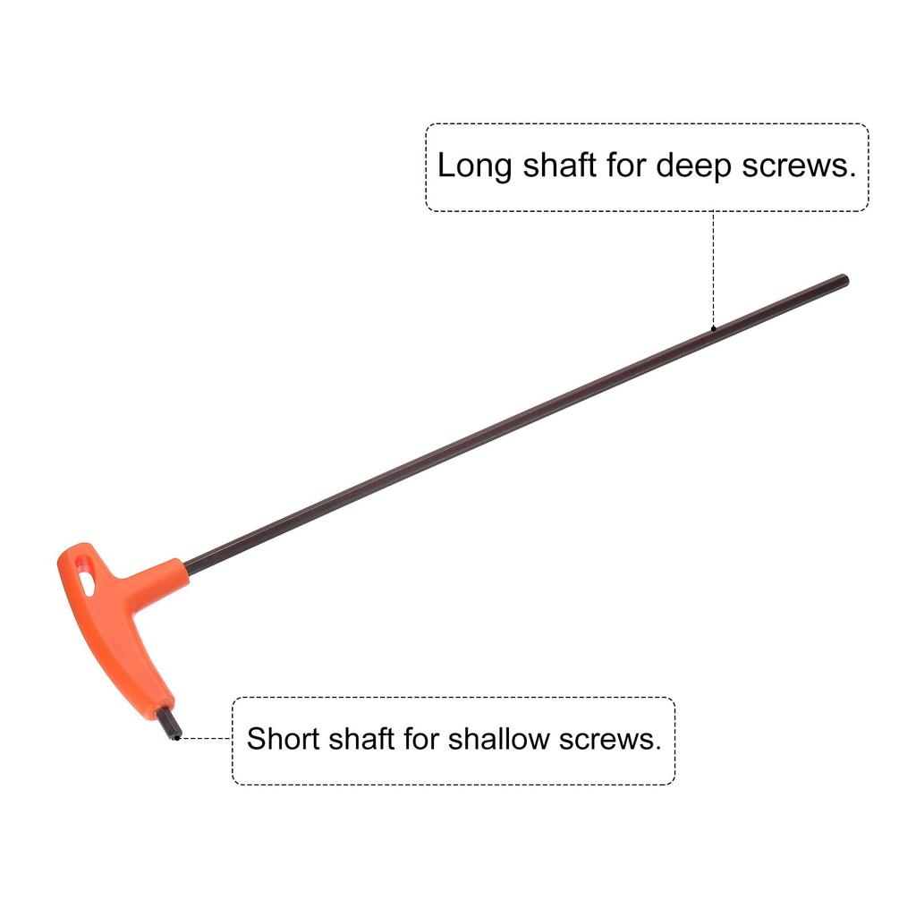 Uxcell Hex 6mm Compatible with Extra Long Internal Hex Repair Automotive and Home Orange T-Handle Wrench, Metric, CR-V, Arm, T-Key, Wrench, Spanner,