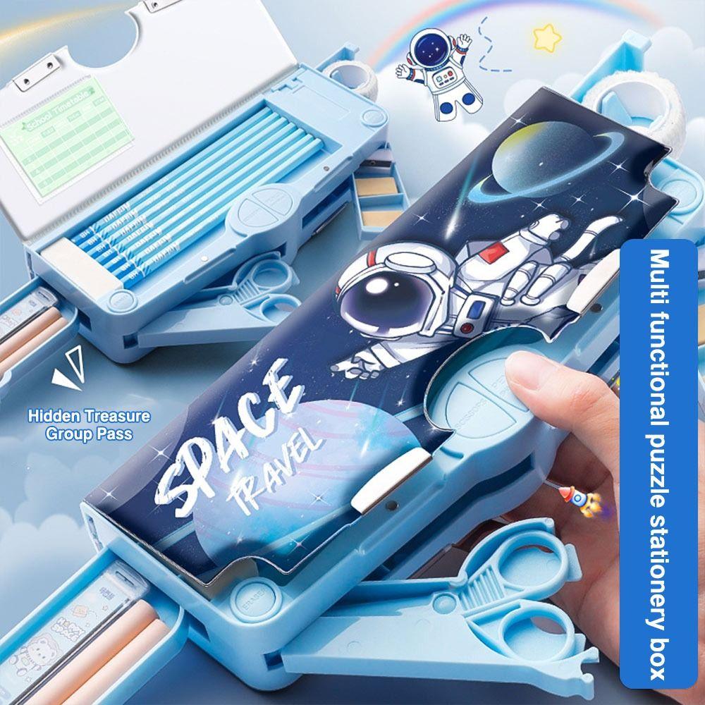 With Pencil Sharpener Pencil Case Double Layer Stationery Organizer Pencil Box  For Boys/Girls