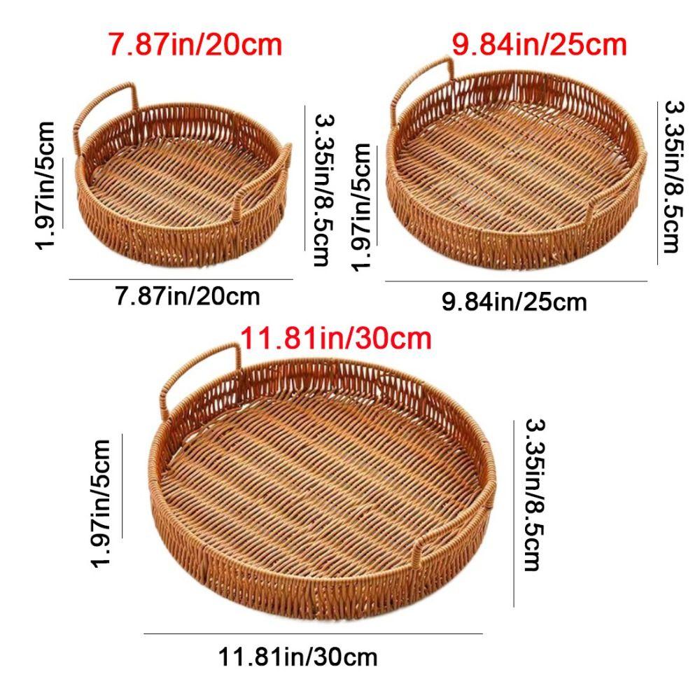 Handmade Imitation Rattan Storage Basket Plastic Dry Fruit Storage Tray  Kitchen