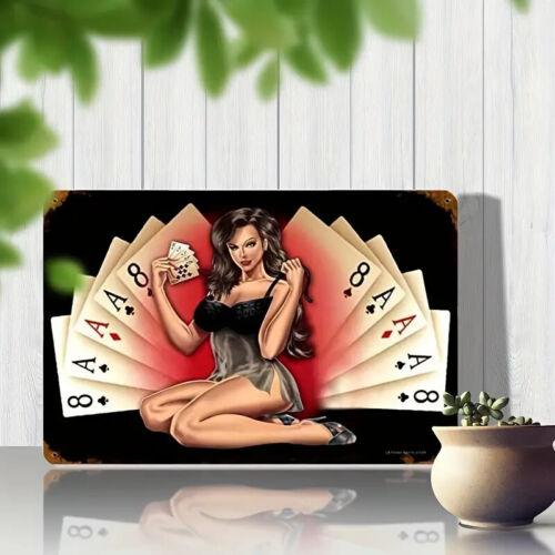 Timeless Elegance Vintage PinUp Girl Poker Card Wall Decor   Sign NEWAluminum 20x30cm（7.8x11.8inch）