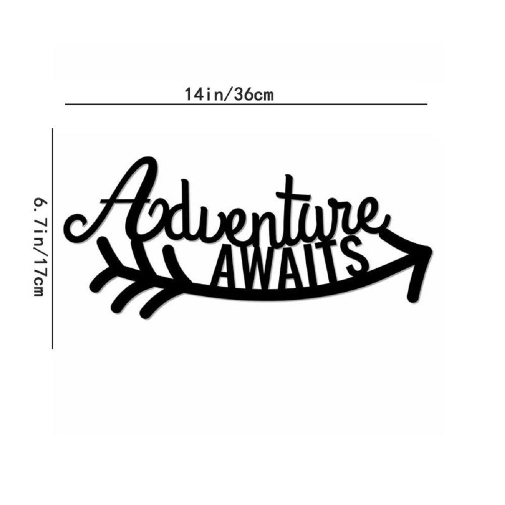 

Металлический настенный декор «Приключение ждет» – Красивый железный акцент для домашнего декора, Стильная настенная табличка и Подвеска для вдохновляющих пространств чёрный