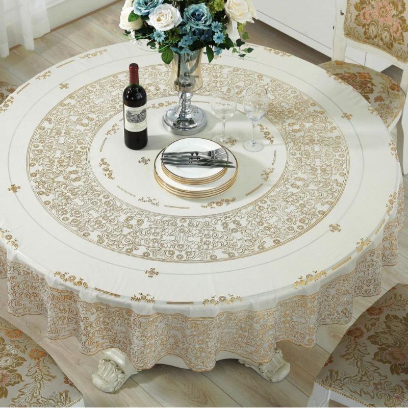 1pcs Round Waterproof Tablecloth Flower Dinning Table Cover Wedding Party Tables Cloth Home Kitchen Decoration Environmentally Friendly Tablecloths