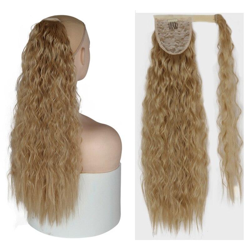 

MISS WIG Длинный хвостик для чернокожих женщин Синтетический 22-дюймовый вьющийся хвост вокруг черного хвоста Кукурузная волна Конский хвост Шиньон