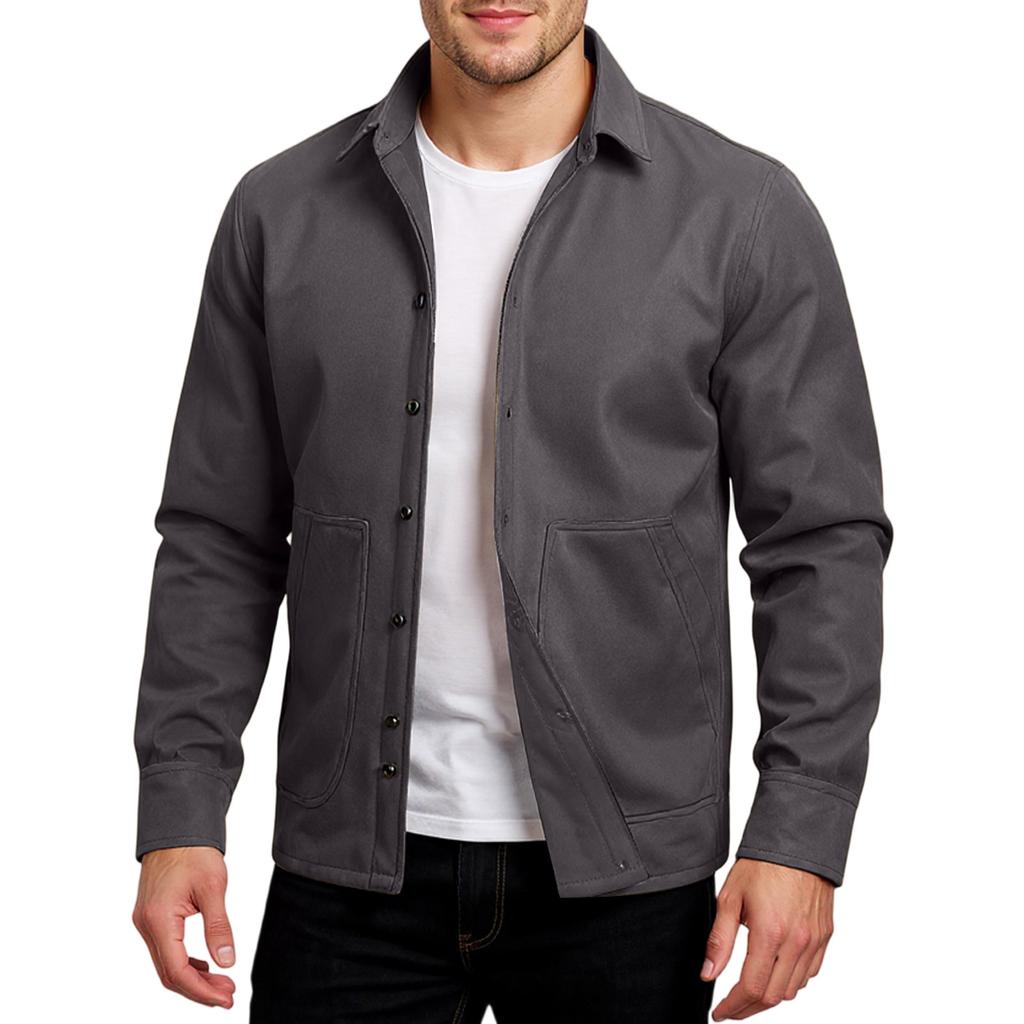 Men'S Shirt Paired With Casual Sports Warm Shirt And Double Pocket Jacket