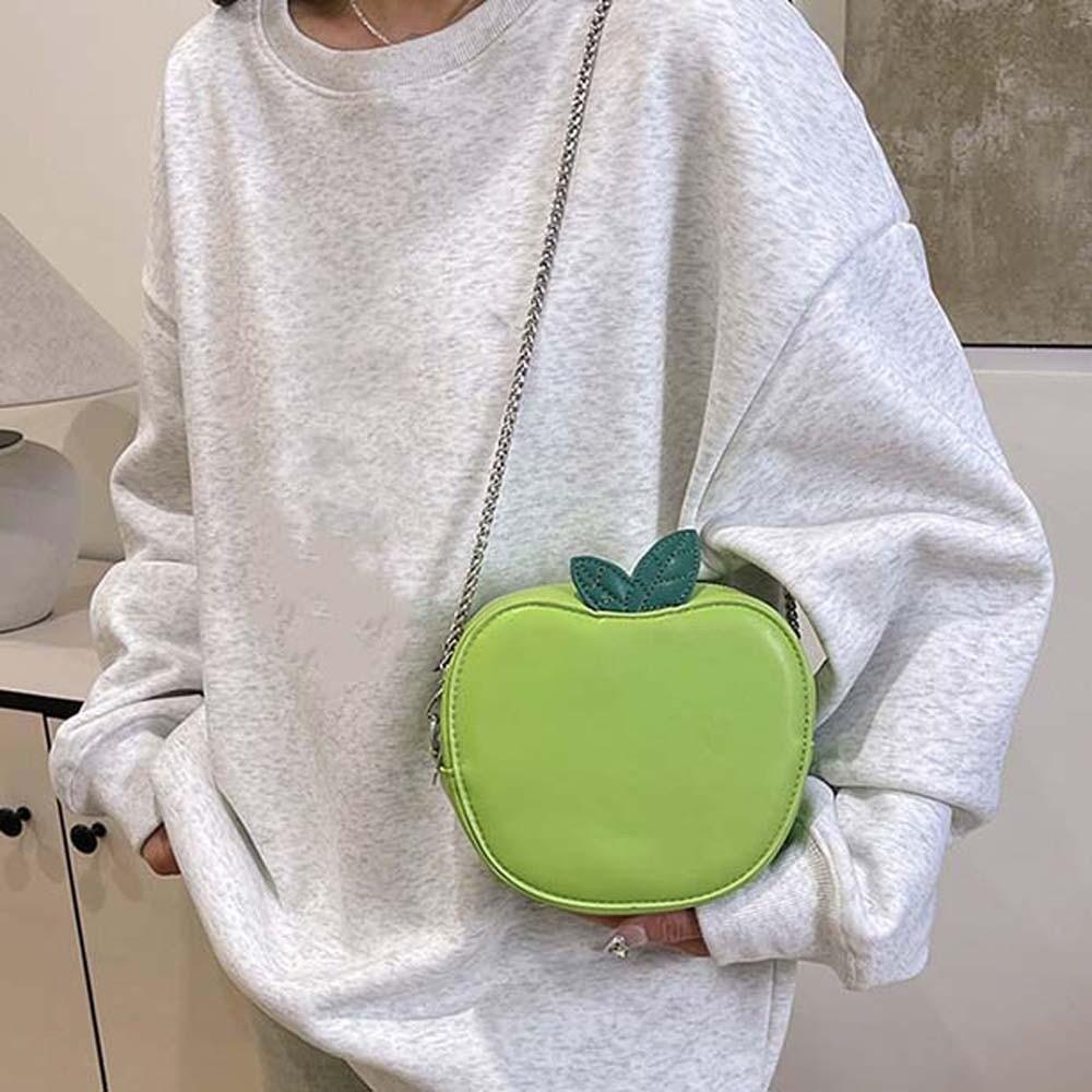 New Fruit Shape Chain Bag Creative Red Crossbody Bag Round Small Leather Pouch Funny Coin Purse Women Shoulder Bag