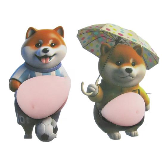 

1 Pair 3D Belly Dog Anti-collision Sticker Anxiety Stress Relief Elastic Tummy Cartoon Puppy Decal Fat Belly Animal Buffer Sticker C