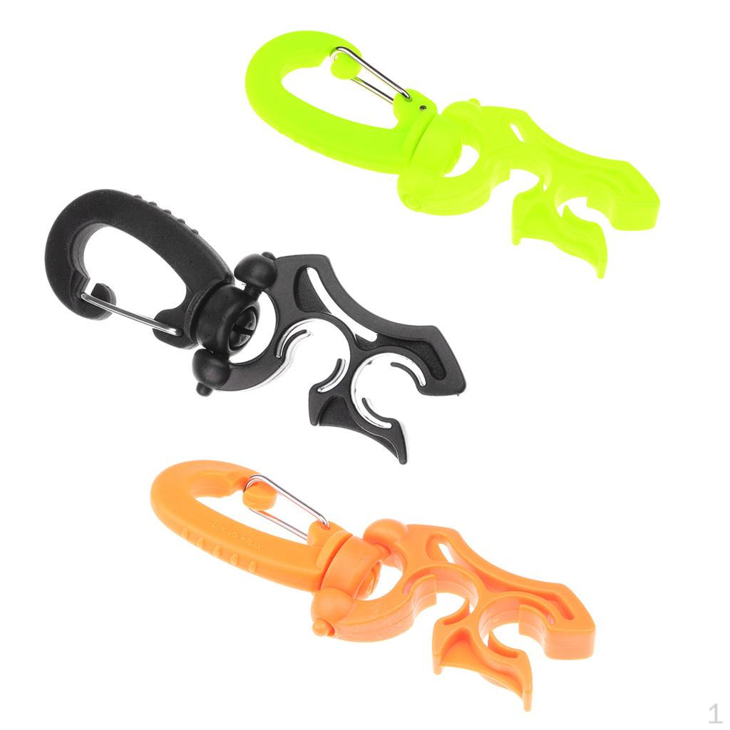 3 Pieces Scuba Diving Silicone Double BCD Hose Holder with Rotates & Folds Clip Buckle Hook 100pcs