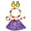 Hawaiian Tropical Party Combo 30CM Grass Skirt 4 Leis 6 Pineapple Glasses Decor